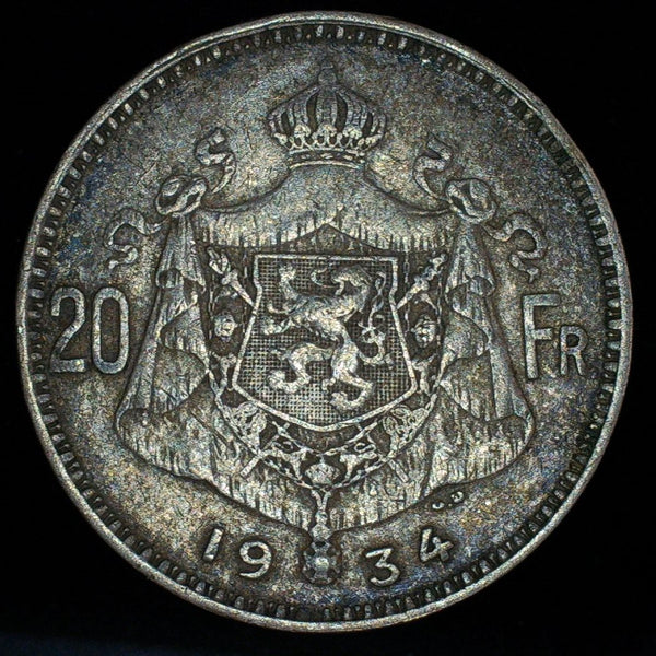 Belgium. 20 Francs. 1934