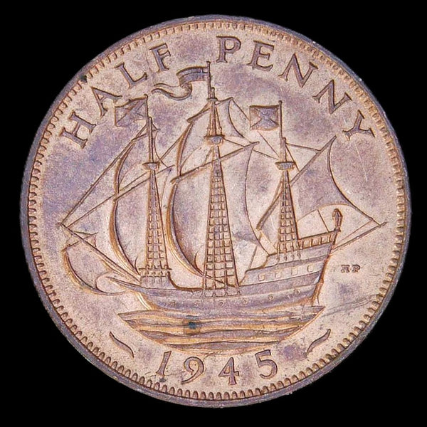George VI. Halfpenny. 1945