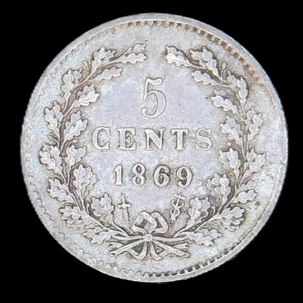 Netherlands. 5 Cents. 1869