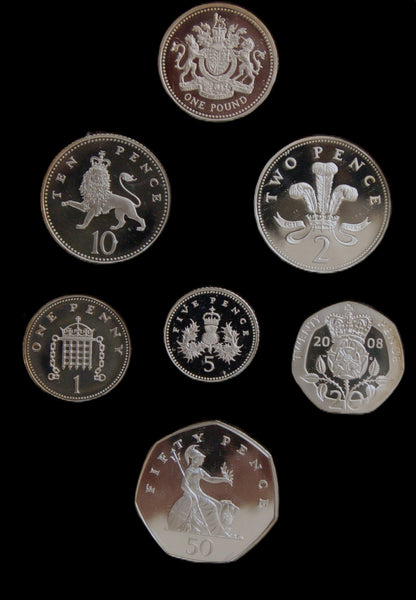 Elizabeth II. Royal Mint  2008 Silver proof set. Emblems of Britain.