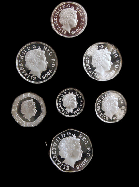 Elizabeth II. Royal Mint  2008 Silver proof set. Emblems of Britain.