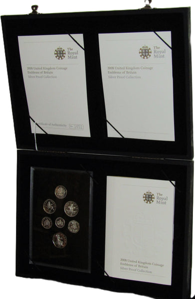 Elizabeth II. Royal Mint  2008 Silver proof set. Emblems of Britain.