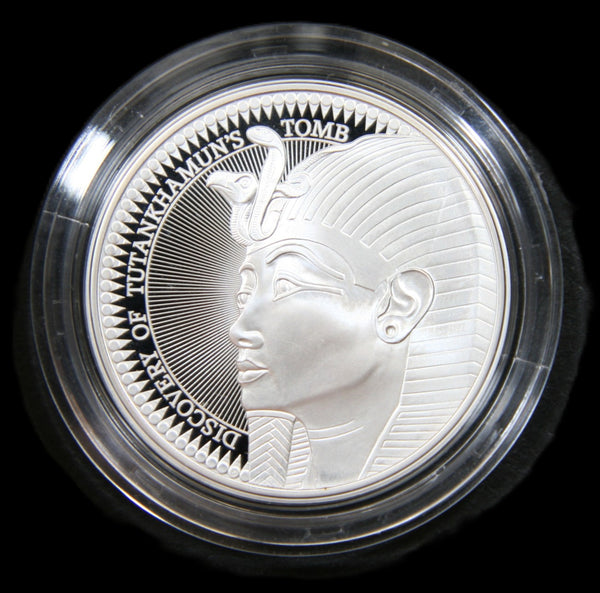 Elizabeth II. Royal Mint. Silver Proof five pounds. Tutankhamun anniversary. 2022.
