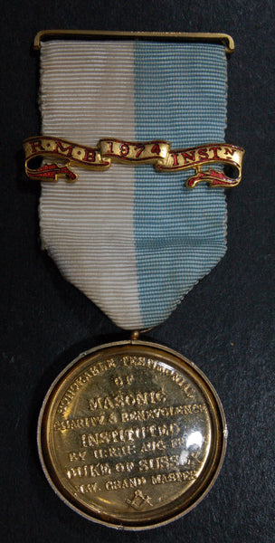 Masonic. Charity jewel, Duke of Sussex, with hallmarked silver banding.