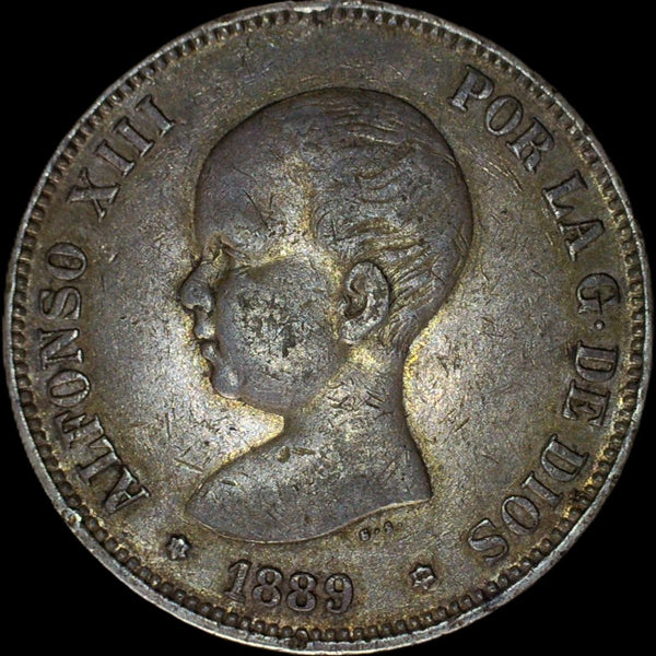 Spain. 5 Pesetas. 1889. MP-M.