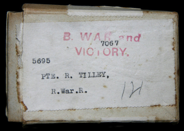 WW1. Pair & death plaque. Tilley. Royal Warwickshire Regiment. Somme casualty.