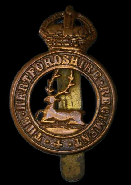 Hertfordshire Regiment cap badge.