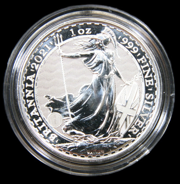 Elizabeth II. 2 Pounds Britannia one ounce fine silver. 2021