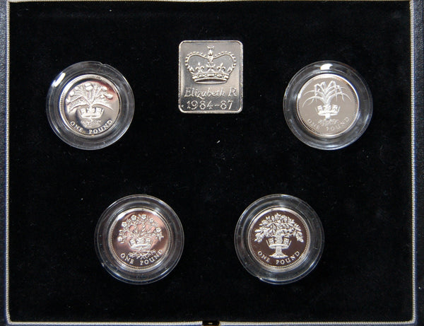 Royal mint. 1984-87 £1 silver proof Piedfort Set