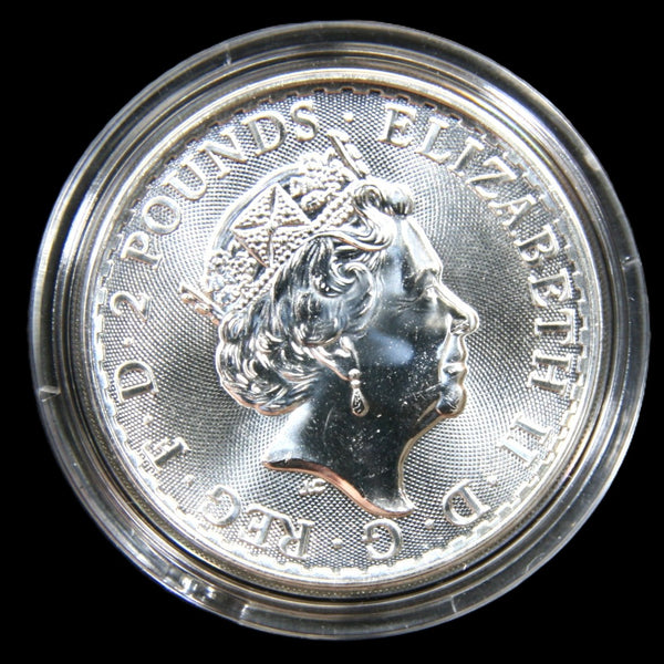 Elizabeth II. 2 Pounds Britannia one ounce fine silver. 2021