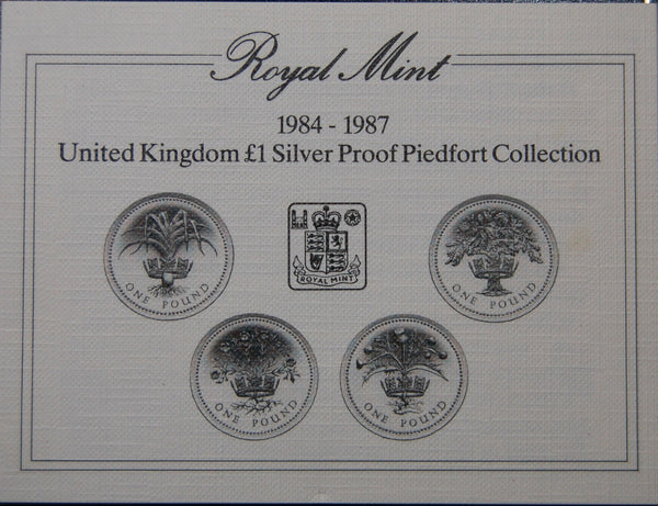 Royal mint. 1984-87 £1 silver proof Piedfort Set