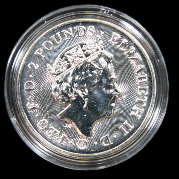 Elizabeth II. 2 Pounds Britannia one ounce fine silver. 2021. Robin Hood.