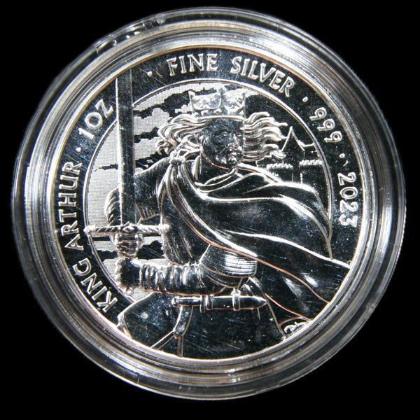 Elizabeth II. 2 Pounds 1 ounce fine silver Britannia. 2023. King Arthur.