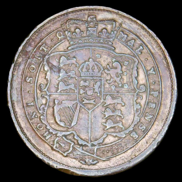 George III. Shilling. 1818. Contemporary forgery.