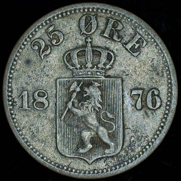 Norway. 25 Ore. 1876