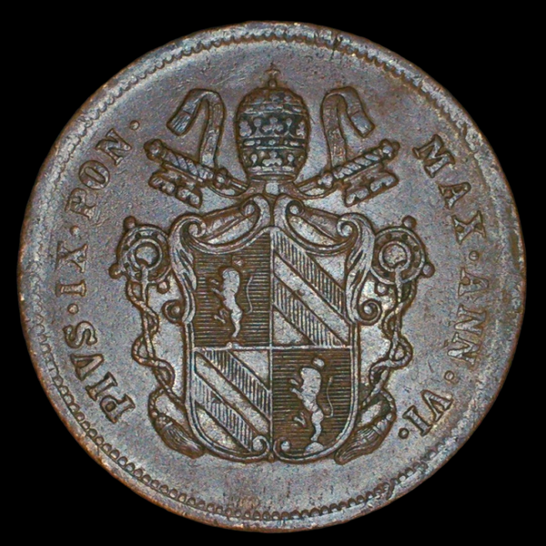 Italy. Papal States. 2 Baiocchi. 1851 R