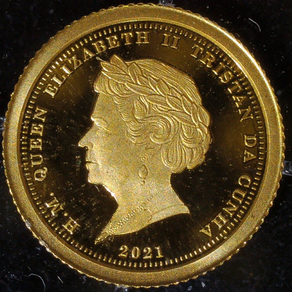 Tristan da Cunha. Gold Laurel £5. 2021