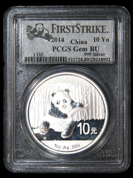 China. 10 Yuan fine silver Panda. A selection of graded examples.