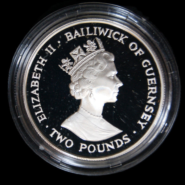 Guernsey. Silver Proof 2 Pounds. 1990.