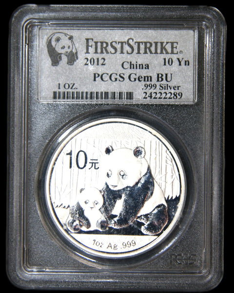 China. 10 Yuan fine silver Panda. A selection of graded examples.