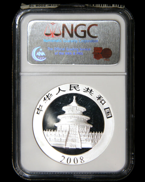 China. 10 Yuan fine silver Panda. A selection of graded examples.
