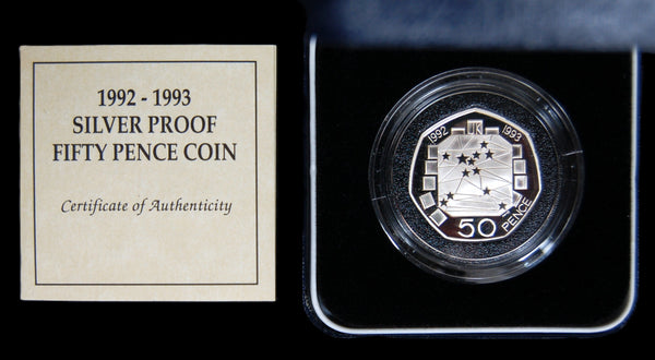 Royal Mint. Silver proof Fifty Pence.  1992-93
