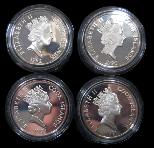 Cook islands. Silver proof 100 Dollars 4 coin set. '500 Years of America'