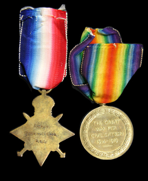 WW1. 1914 star & Victory pair. Hutchings. A.S.C.