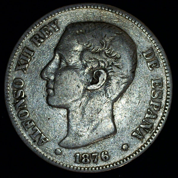 Spain. 5 Pesetas. 1876