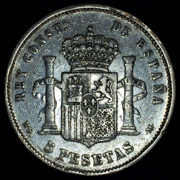 Spain. 5 Pesetas. 1882