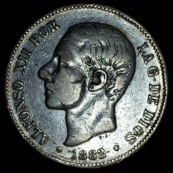 Spain. 5 Pesetas. 1882
