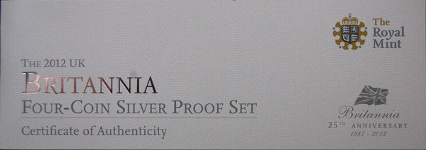 Royal Mint. Silver Proof Britannia 4 coin set. 2012