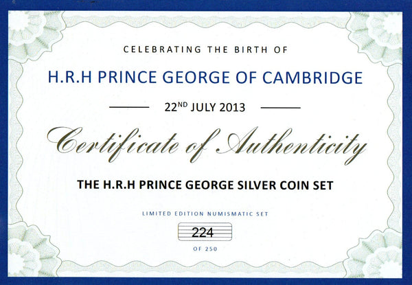 Prince George of Cambridge 6 Coin silver proof Set. 2013