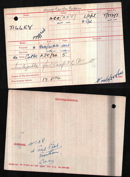 WW1. 1914 Star. Tilley. A.S.C.