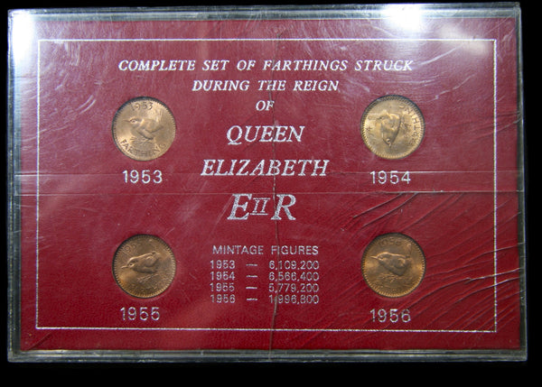 Elizabeth II. Complete Farthing set. 1953-1956.