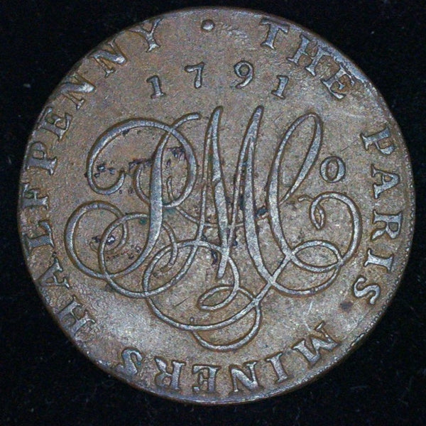 Anglesey. Paris Miners halfpenny token. 1791. Cronebane & Dublin