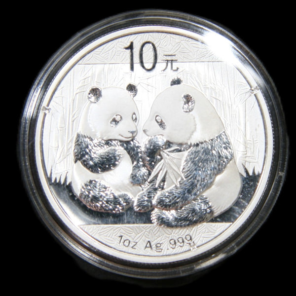 China. 10 Yuan fine silver Panda. A selection of mint condition examples.