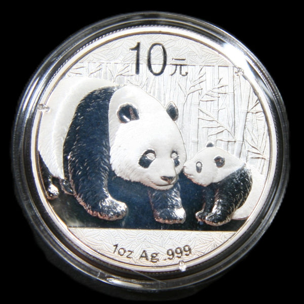 China. 10 Yuan fine silver Panda. A selection of mint condition examples.