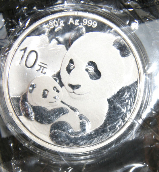 China. 10 Yuan fine silver Panda. A selection of mint condition examples.