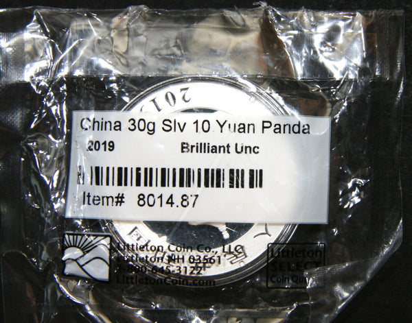 China. 10 Yuan fine silver Panda. A selection of mint condition examples.