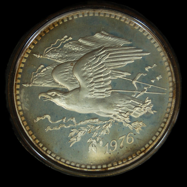 UK 1976 London - Washington Concorde Flight .925 Silver Proof Crown Medal Coin
