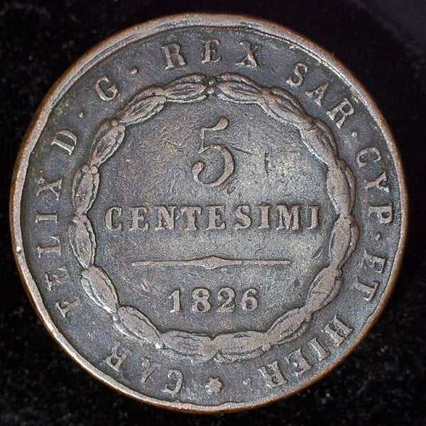 Italy. Sardinia. 5 Centesimi. 1826