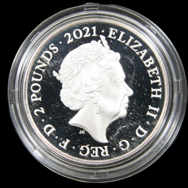 Elizabeth II. Silver Proof 2 Pounds. 2021. Alices Adventures in Wonderland.