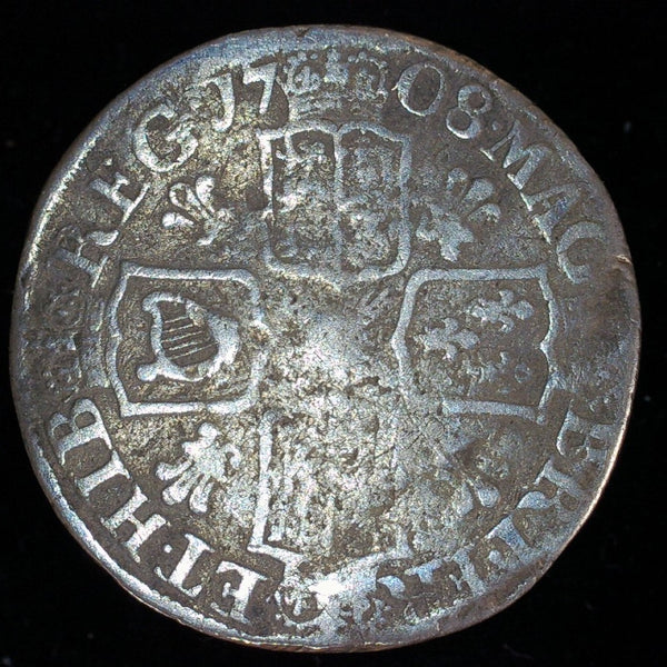 Anne. Sixpence. 1708. Plumes.