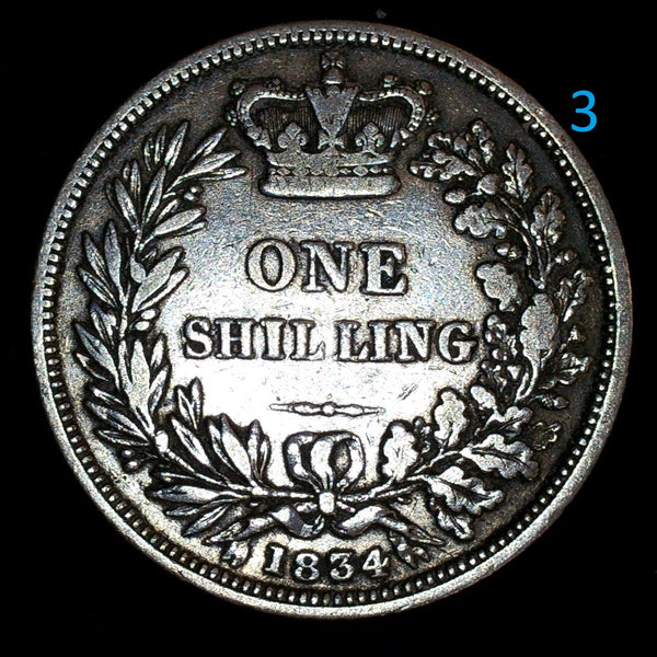 William IV. Shilling. 1834. A selection