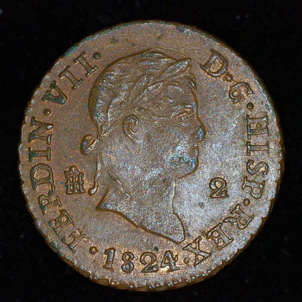 Spain. 2 Maravedis. 1824