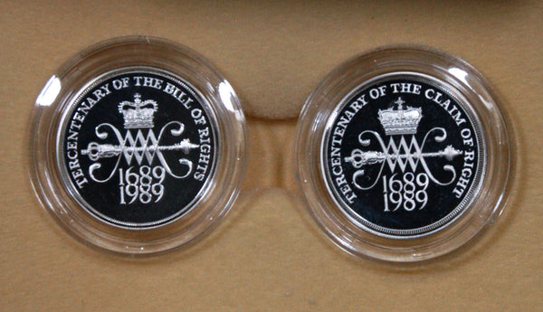 Royal Mint. 1989 £2 Silver Piedfort two coin set.
