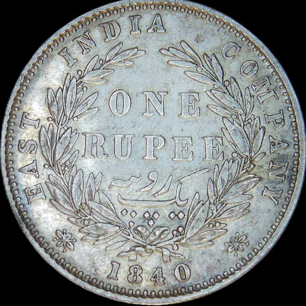 India. East India Company. One Rupee. 1840