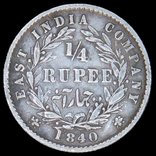 India. East India Company. 1/4 Rupee. 1840