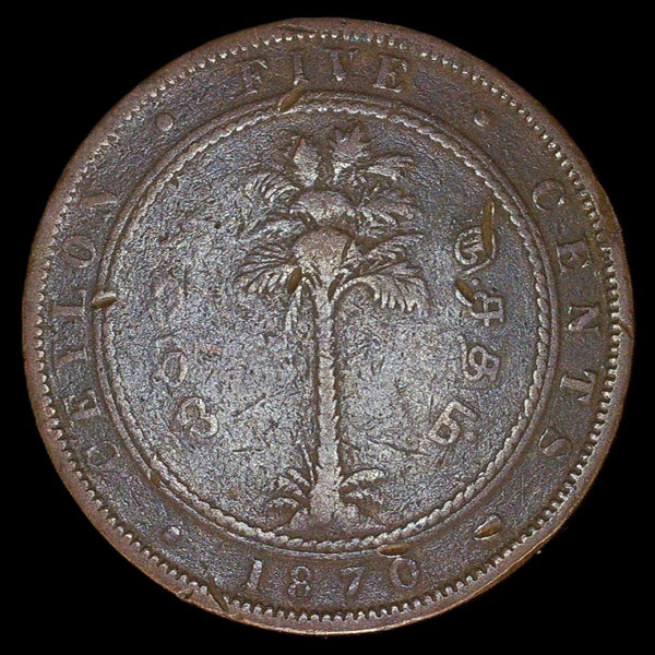 Ceylon. 5 Cents. 1870